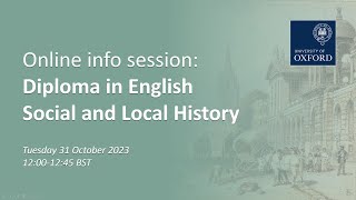 Diploma in English Social and Local History | Online information session