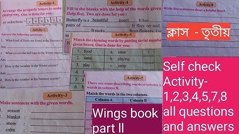 Class-3/wings book part-ll/Self check Activity  1 - 8 questions and answers
