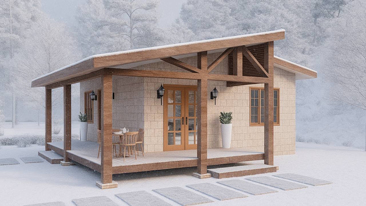 23' x 26' (7 x 8 Meters) Modern Wooden House in Nature | Simple Yet Cozy Design