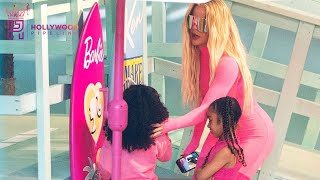 Khloé and Kim Kardashian at 'World of Barbie' in Los Angeles