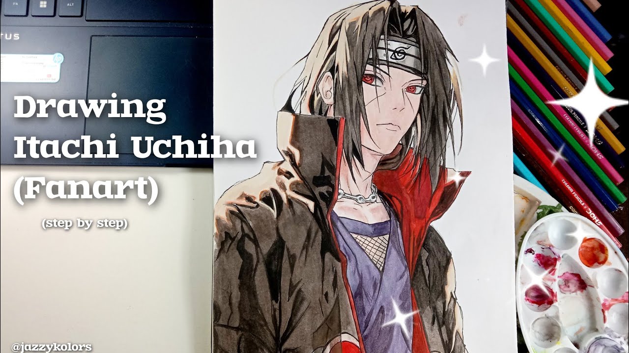 Drawing Itachi Uchiha Fanart// step by step// full tutorial # ...