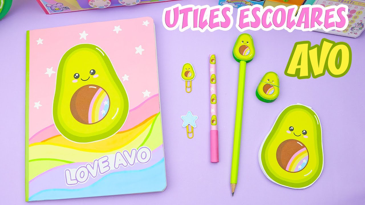 7 UTILES ESCOLARES AVO Aguacatin - DIY Aguacates | Manualidades aPasos