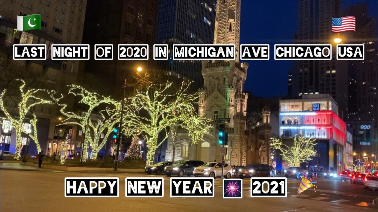 Chicago USA New Year evening 2021 Christmas Lights Michigan street walk YouTube