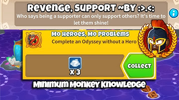 BTD6 Odyssey || Hard Mode Guide || No Hero Achievement, Minimum Monkey Knowledge (Revenge, Support)