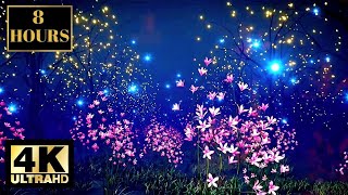 Magic Nature Flowers Night Wallpaper Screensaver 4K 8 HOURS Relaxing Music For Sleep