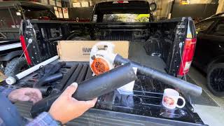 WORX gutter cleaning tubes on a STIHL leaf blower.   (Yeah it works)