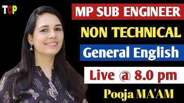 MP SUB ENGINEER NON TECH | English by pooja mam | mp sub engineer vacancy 2022 |