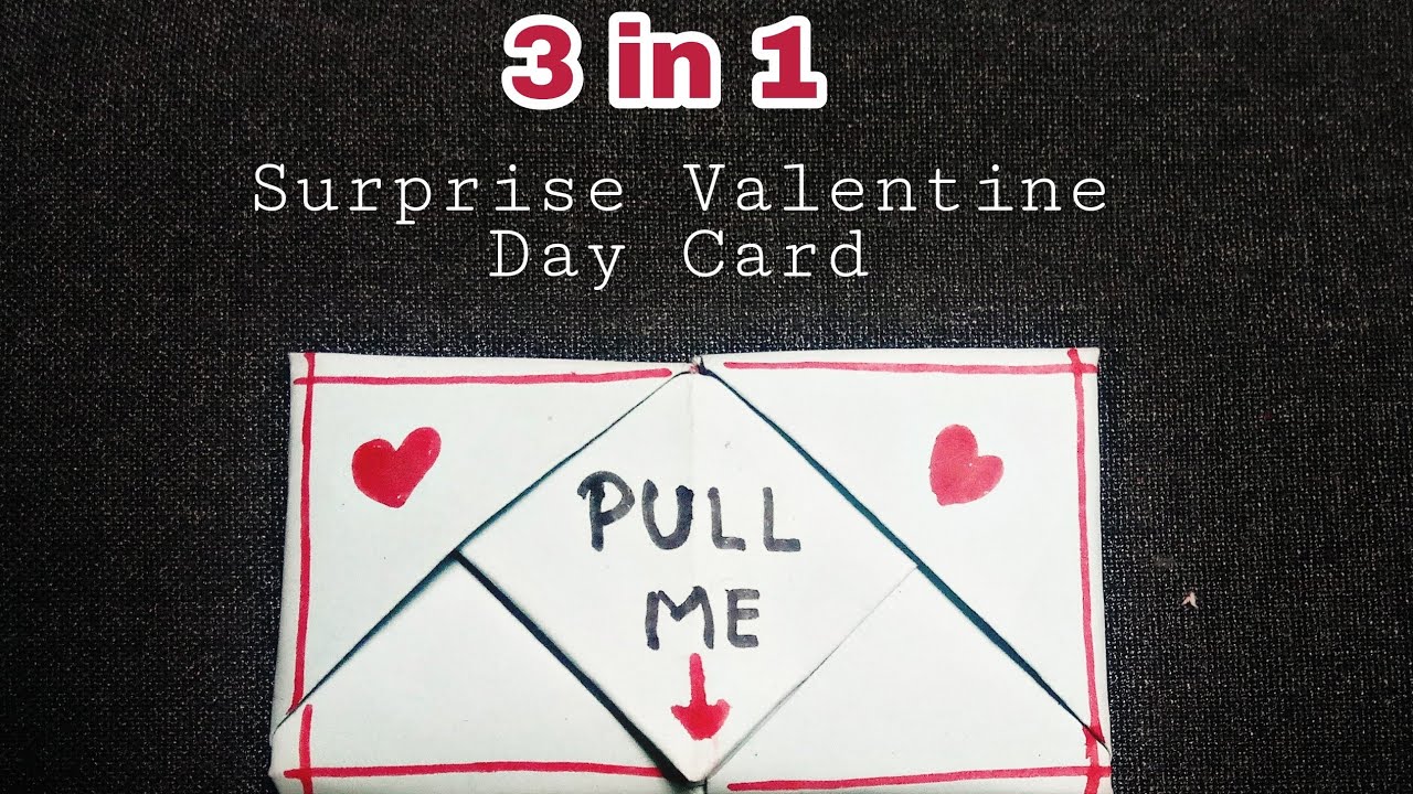 3 in 1 Unique Valentine Day Card making ideas.Surprise card for