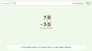 Long Subtraction Problem 7-3.5: Step-by-Step Video Solution