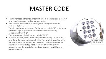 Part 2 How To Change The Master Code On Digital Electronic Code Door Lock Round Knob Turbolock YL-99