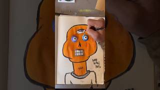 Daily Faces Challenge: Day 104/365- Mixed Media in Sketchbook | Quick Art Process Timelapse #shorts