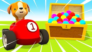 little puppy and the racing car find treasure tow trucks new helper cars cartoons for kids