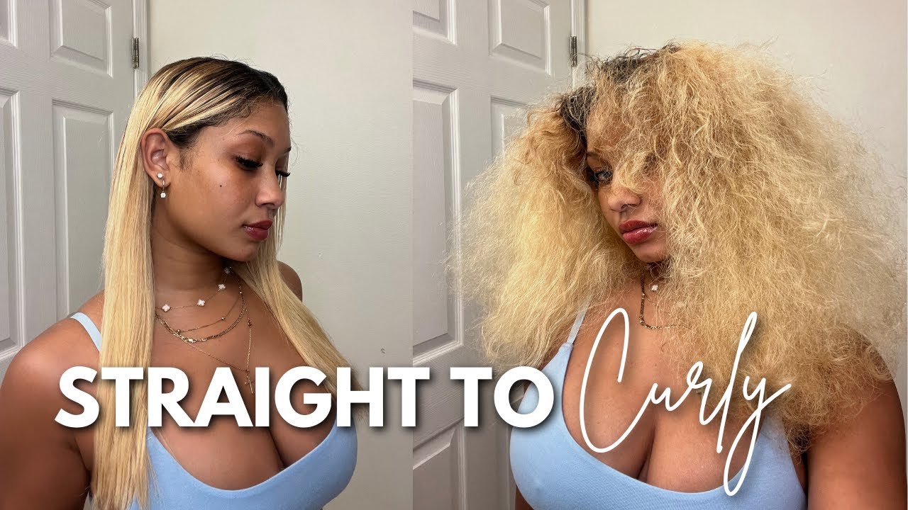 STRAIGHT TO CURLY HAIR ROUTINE | FOR DAMAGED BLEACHED CURLS & HEAT DAMAGE | NO DAMAGE TUTORIAL