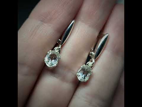 Срібні сережки жіночі з натуральними природними каменями топазом Сережки ручної роботи срібло, видео 1