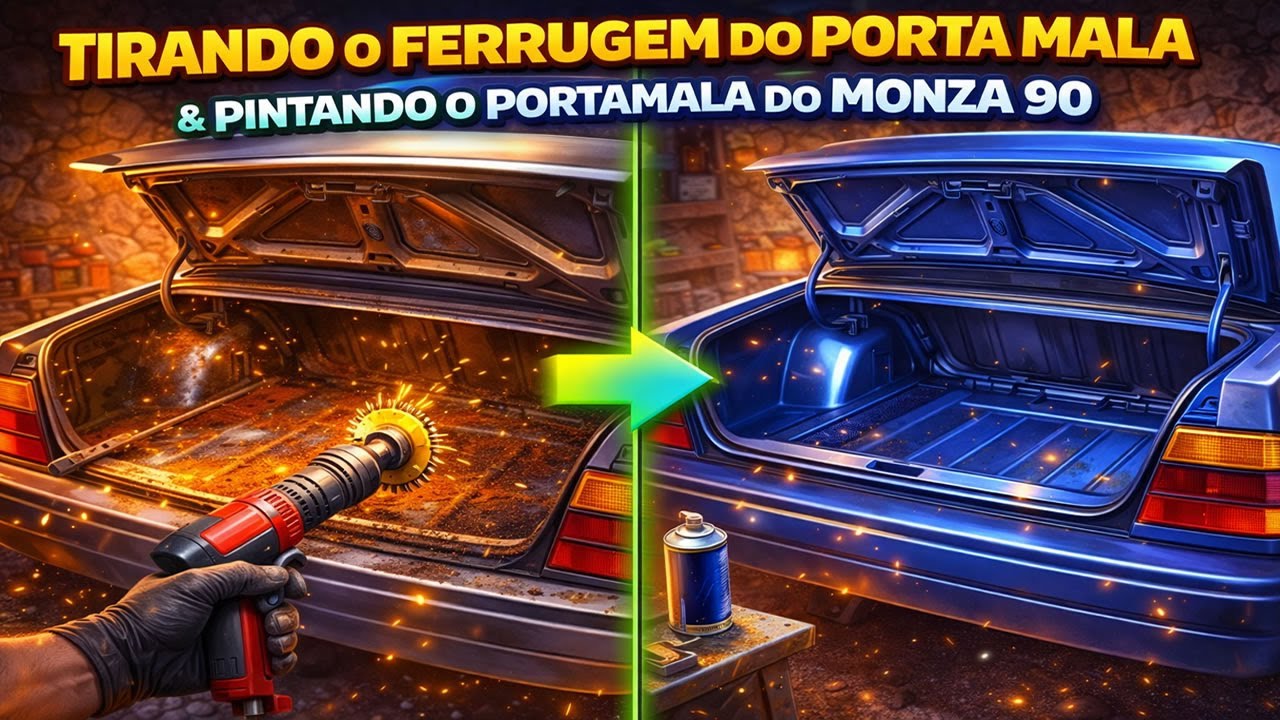 3º EPISODIO TIRANDO O FERRUGEM DO PORTA MALA E PINTANDO O PORTAMALA DO MONZA 90