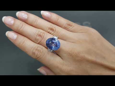 Cornflower blue sapphire in oval cut 11.54 ct, Sri Lanka Video  № 3