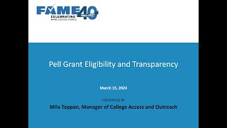 Financial Aid 101 (2024) | Session G: Pell Grant Eligibility and Transparency