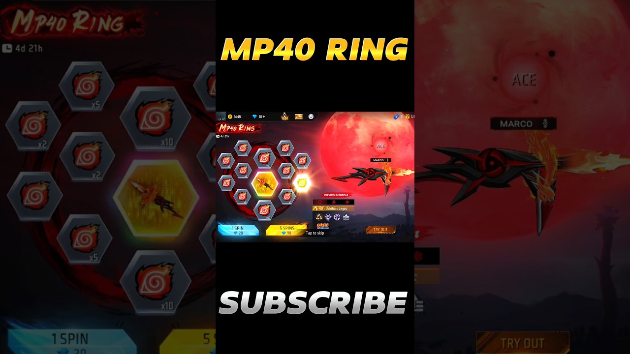 NEW MP40 RING EVENT SPIN IN FREE FIRE 💎🤯 