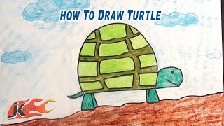 Easy How To Draw Tuttle / Tortoise | School Projects For Toddlers And Kids | Jk Easy Craft