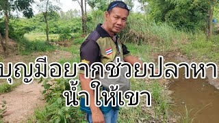 บุญมีสงสารปลาอยากหาน้ำมาปล่อยให้ปลา