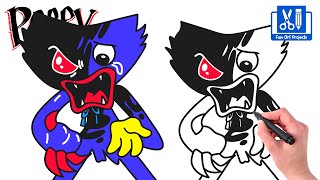 How To Draw Huggy Wuggy Exe | Poppy Playtime - Draw Game Characters Step By Step screenshot 2