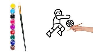 Basketball easy coloring page for kids page color art