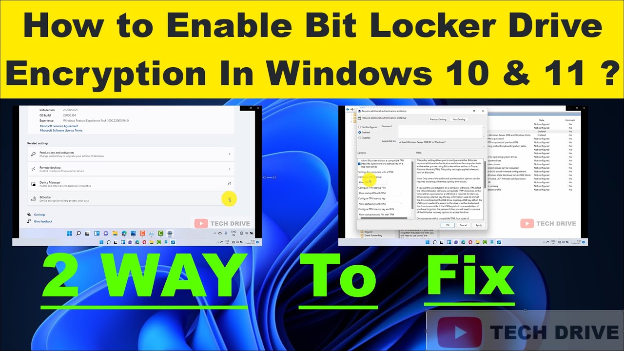 How to Enable/Turn on Bit Locker Drive Encryption on windows 11 | 10 ...