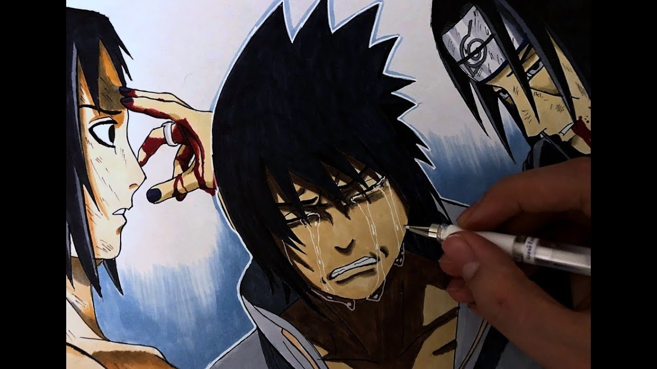 Fast Drawing Uchiha Sasuke And Itachi Sad Moment From Anime Naruto Youtube