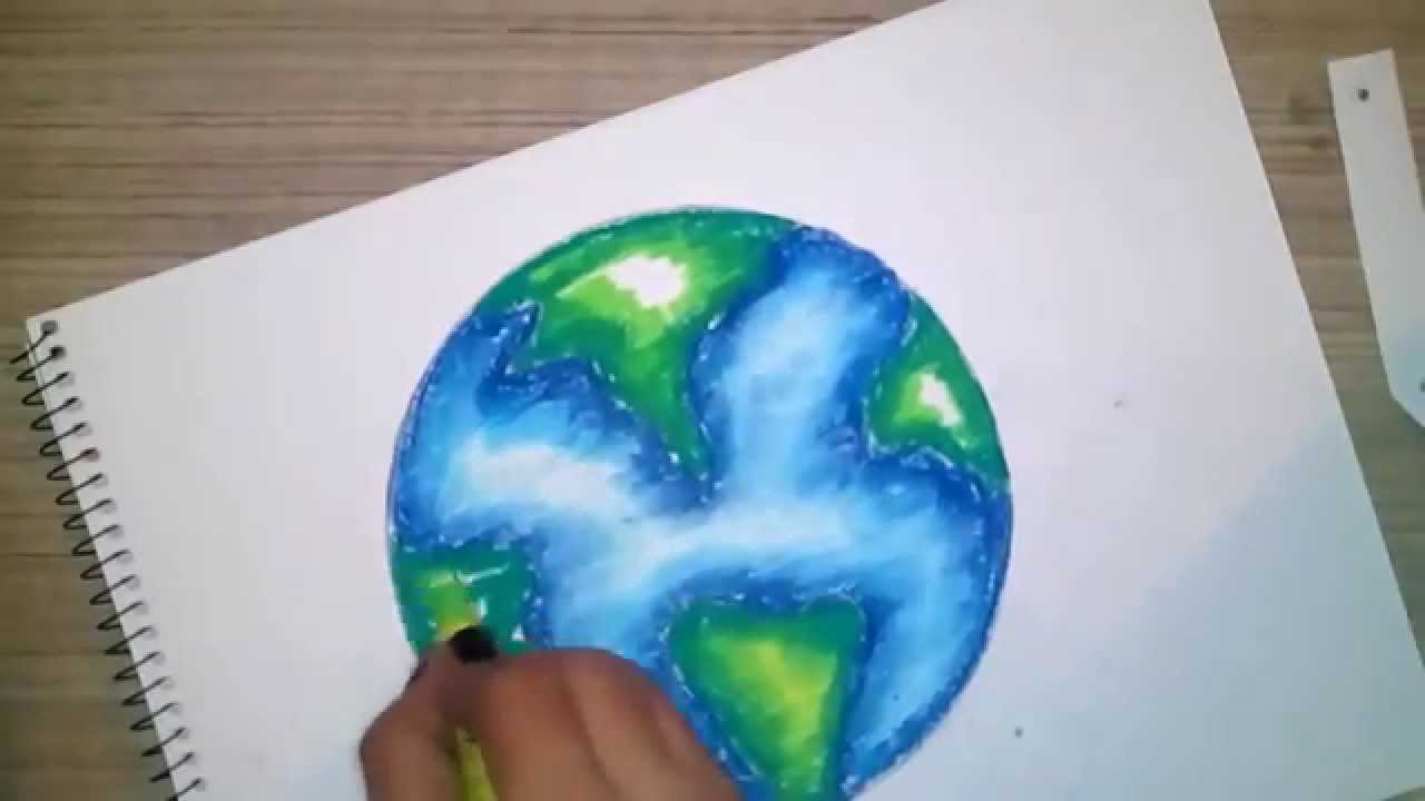 How to draw and color a globe using oil pastels for kids