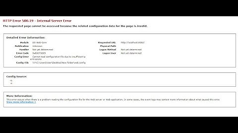HTTP Error 500.19 : Cannot read configuration file due to insufficient permissions
