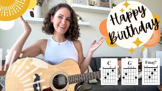 Happy Birthday - EASY Guitar Lesson [Beginner Chords and Picking]