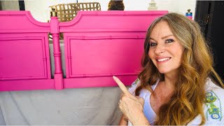 DIY Bright Pink Headboard Makeover Using Chalk Paint