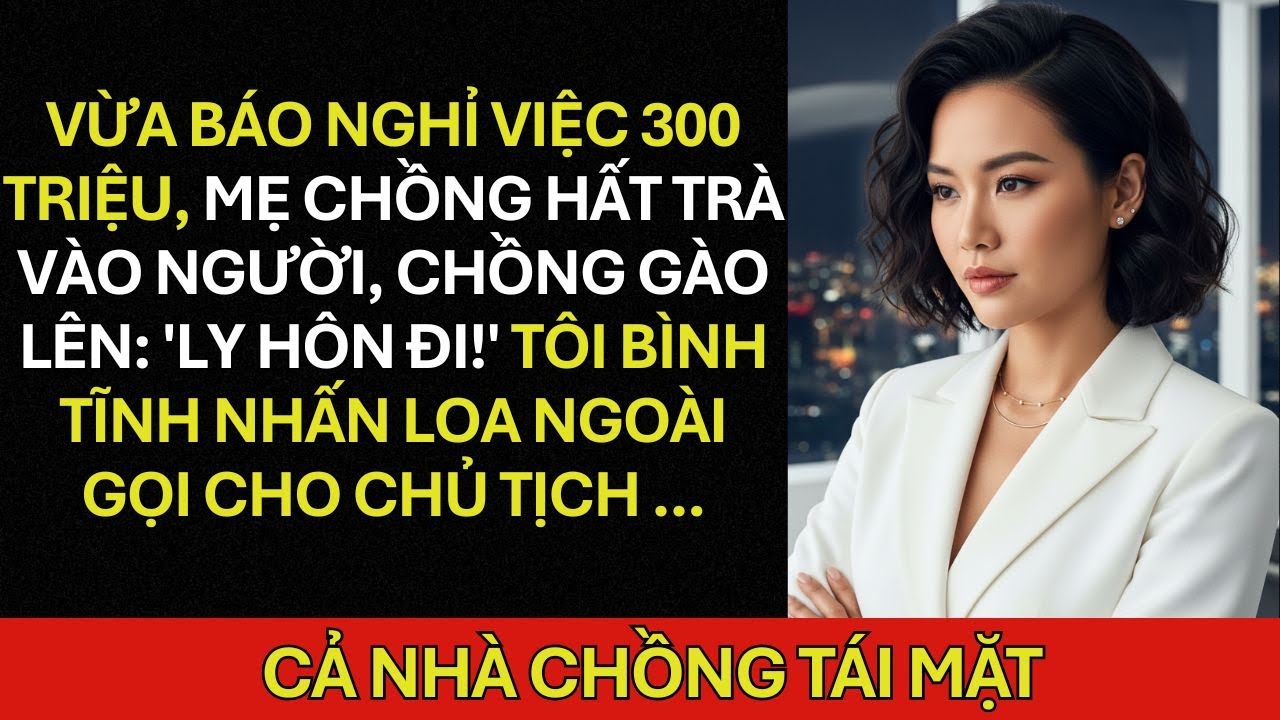 Vừa Báo Nghỉ Việc 300 TRIỆU, Mẹ Chồng Hất Trà vào người, Chồng Gào lên: 'Ly Hôn Đi!' Tôi bình tĩnh