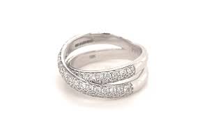 Pave Diamond Half Eternity Crossover Ring 1.00ct G/SI 18k White Gold