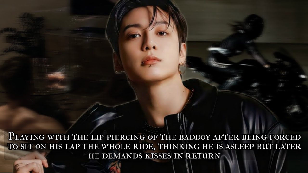Playing with the lip piercing of the badboy after being forced to sit on his lap the - oneshot m
