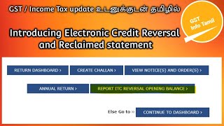 Details GST ITC Reversal and Reclaim | Electronic Credit Reversal and Re-claimed Statement Update