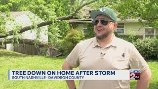 Tree down on South Nashville home after storm