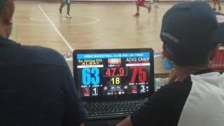 Basketball touchscreen scoreboard with wireless shotclock