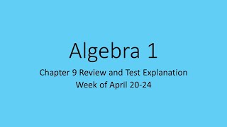 Famous Algebra 1 Chapter 9 Test Explanations Profile