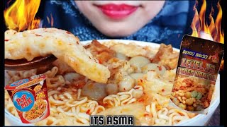 DANGEROUS ☠️SPICY NOODLES WITH MEATBALLS  ASMR INDONESIA | MUKBANG | Eating Sounds