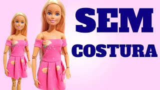 Como Fazer Vestido Rodado Para Barbie | Roupa de Boneca Fácil de Fazer | Roupinhas Sem Costura