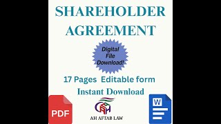 Shareholder Agreement Template | Attorney-Written Editable Instant Download