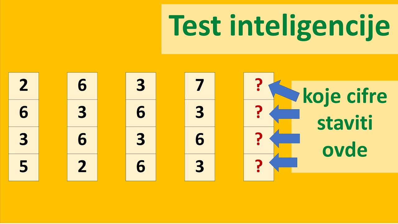 Test inteligencije 4 - nađi nepoznate brojeve u petoj koloni