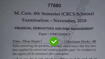 2018 Mdu MCom 4th Sem Reappear Financial Derivatives & Risk Management Question Paper