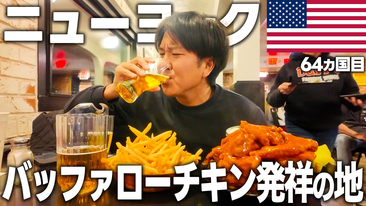 【NYからナイアガラの滝】ドライブでカナダ🇨🇦とアメリカ🇺🇸国境の街、バッファローへ！！あの有名なバッファローチキン発祥の地で食べた味が衝撃すぎた。。。