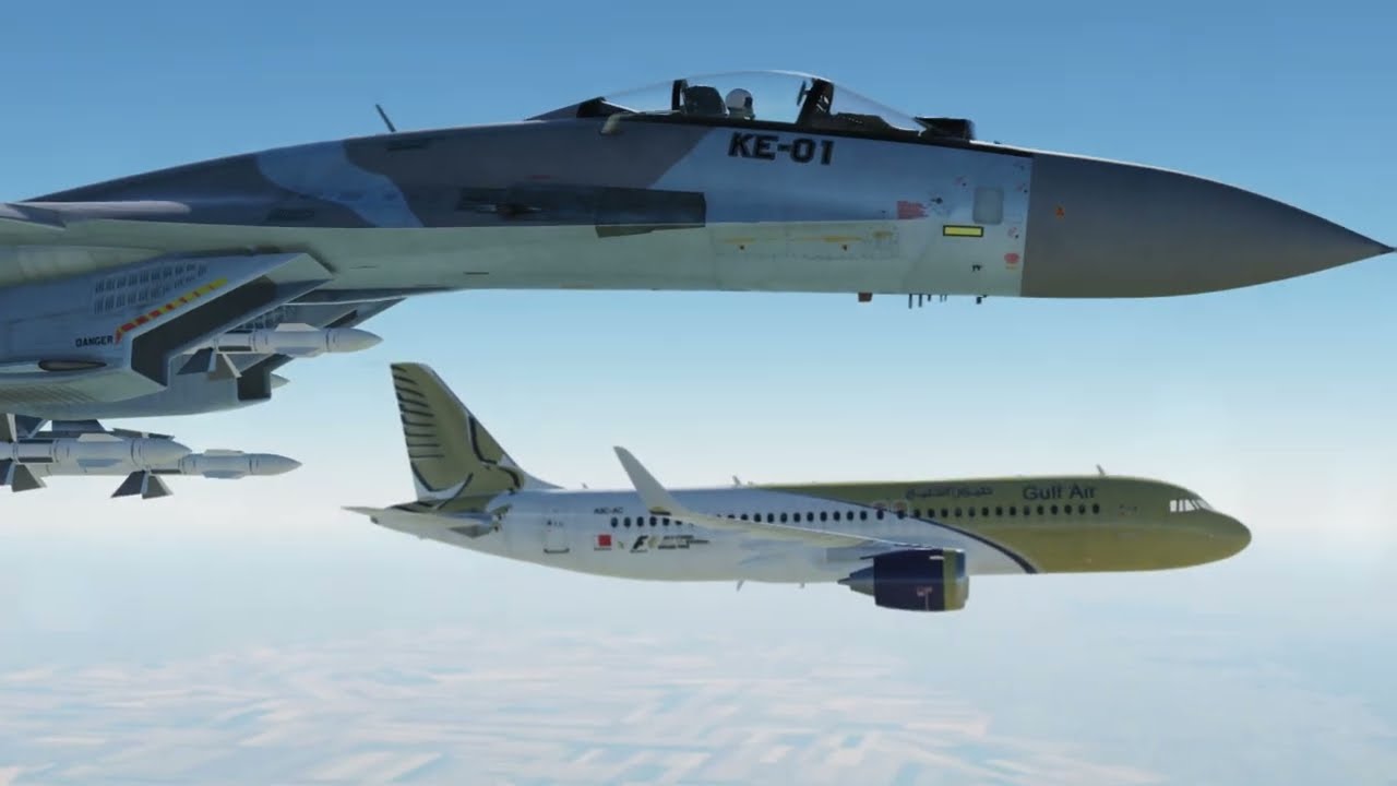 سوخوي 35 القوات الجوية الجزائرية ترافق طيران الخليج نحو هبوط إضطراري DCS WORLD