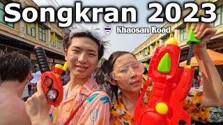 Songkran Festival 2023 Craziest Water Fight at Khaosan Road | Bangkok🇹🇭 Interview Tourists