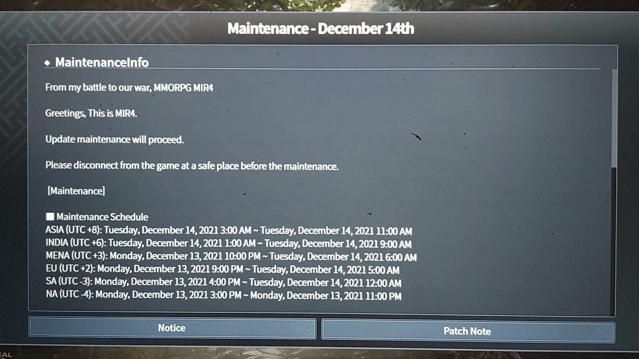 mir4 maintenance dec 14