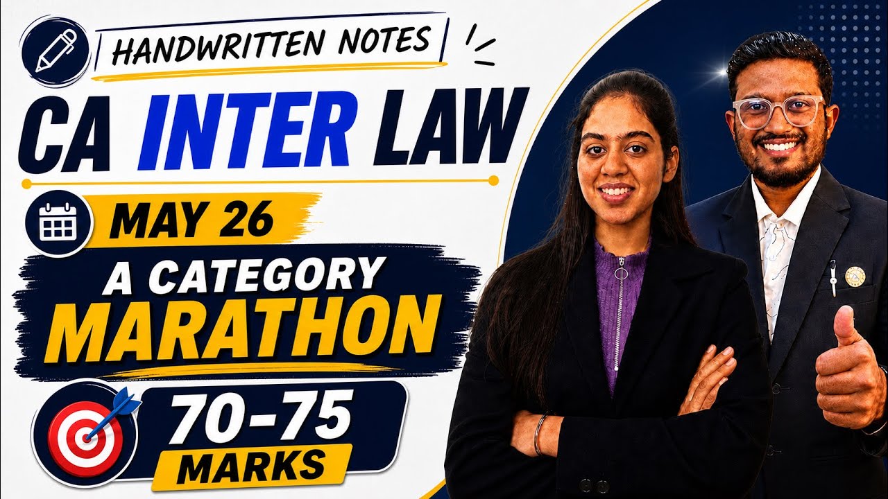 A Category Marathon | 75 marks in Law | CA Inter May 26 - YouTube