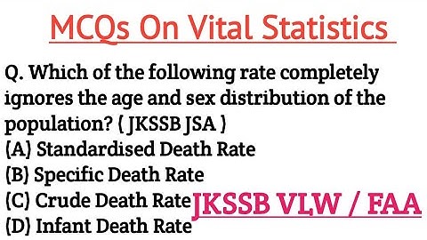 Vital Statistics Jkssb Vlw | MCQs On Vital Statistics JKSSB VLW / FAA #jkssbvlw